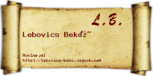 Lebovics Bekő névjegykártya